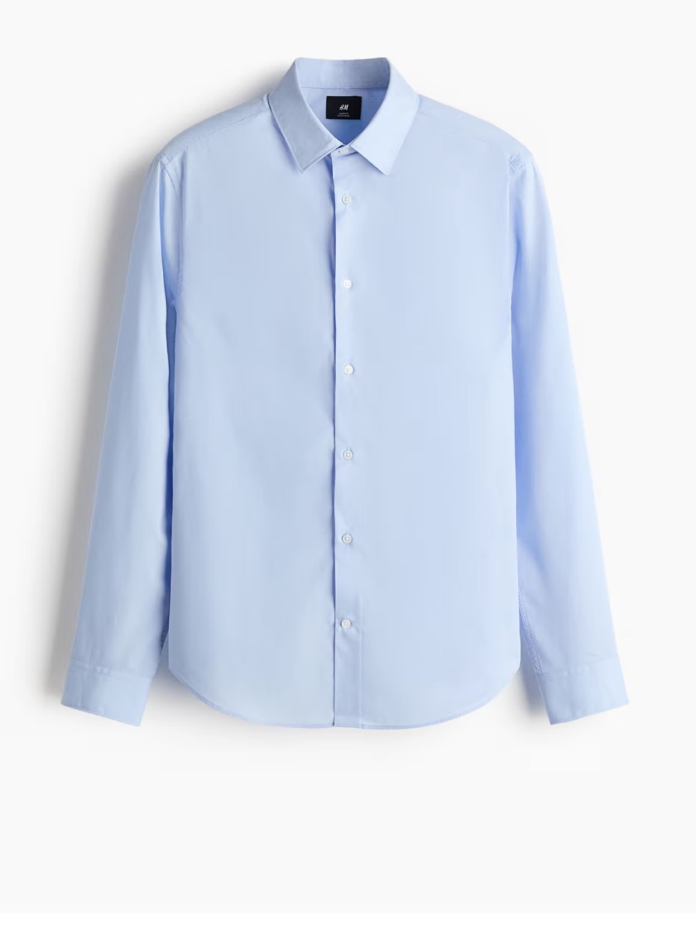 H&M Easy Iron Slim Fit light blue Casual Dress Shirt Large Men's Button Down